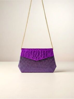 Christian Dior Metallic Python Crystal Clutch Purple Pink Evening Statement